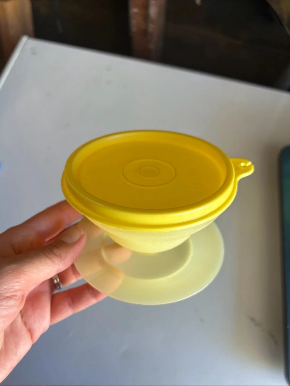 Vintage Tupperware Yellow Dessert Dish with Lid & Pedestal Stand | Retro Kitchen
